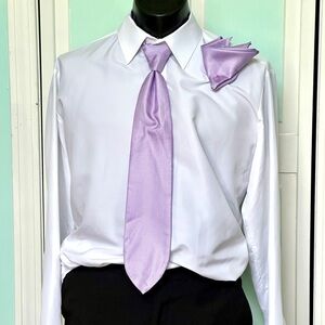 Lavender Light Purple Lilac Tie Wedding Prom Herringbone Pre Tied Pocket Square